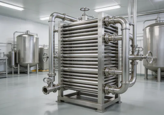 Heat exchanger in food processing plant